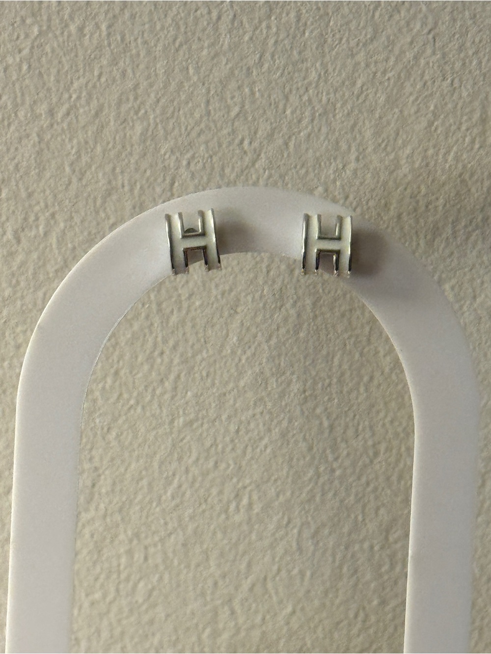 Silver H Stud Earrings - Silver